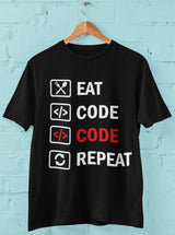 Eat Code Code Repeat - Half Sleeve T-Shirt For Men