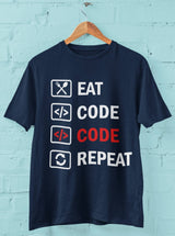 Eat Code Code Repeat - Half Sleeve T-Shirt For Men