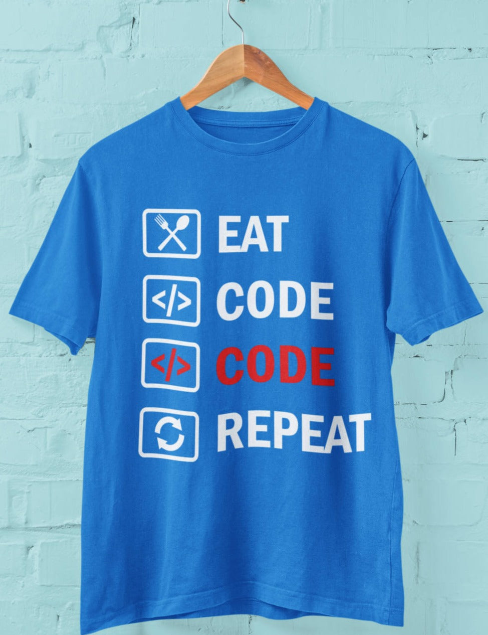 Eat Code Code Repeat - Half Sleeve T-Shirt For Men