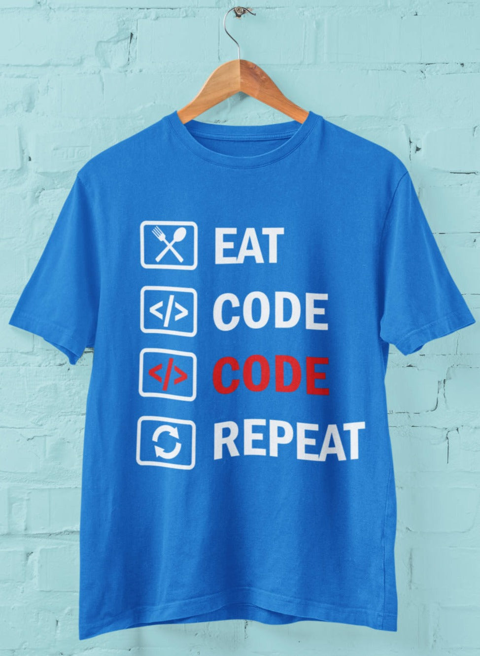 Eat Code Code Repeat - Half Sleeve T-Shirt For Men