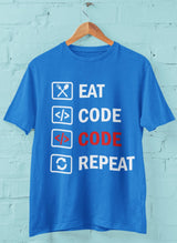 Eat Code Code Repeat - Half Sleeve T-Shirt For Men