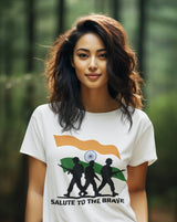 Independence Day - Salute to the Brave - Half Sleeve Round Neck T-Shirt-Women