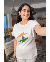 Indian Flag - Women Half Sleeve Tshirt-White