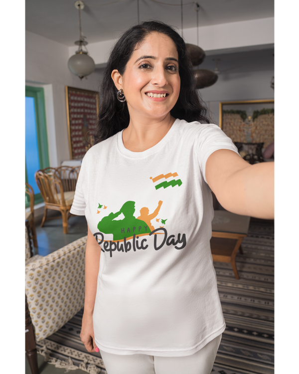 Indian Flag Army - Women Half Sleeve Tshirt-White