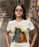 Janmashtami - Radha Krishna - Half Sleeve Round Neck T-Shirt-Women