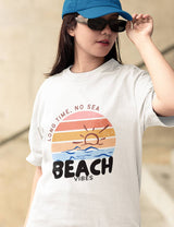 Long Time No Sea - Half Sleeve Round Neck T-Shirt-Women