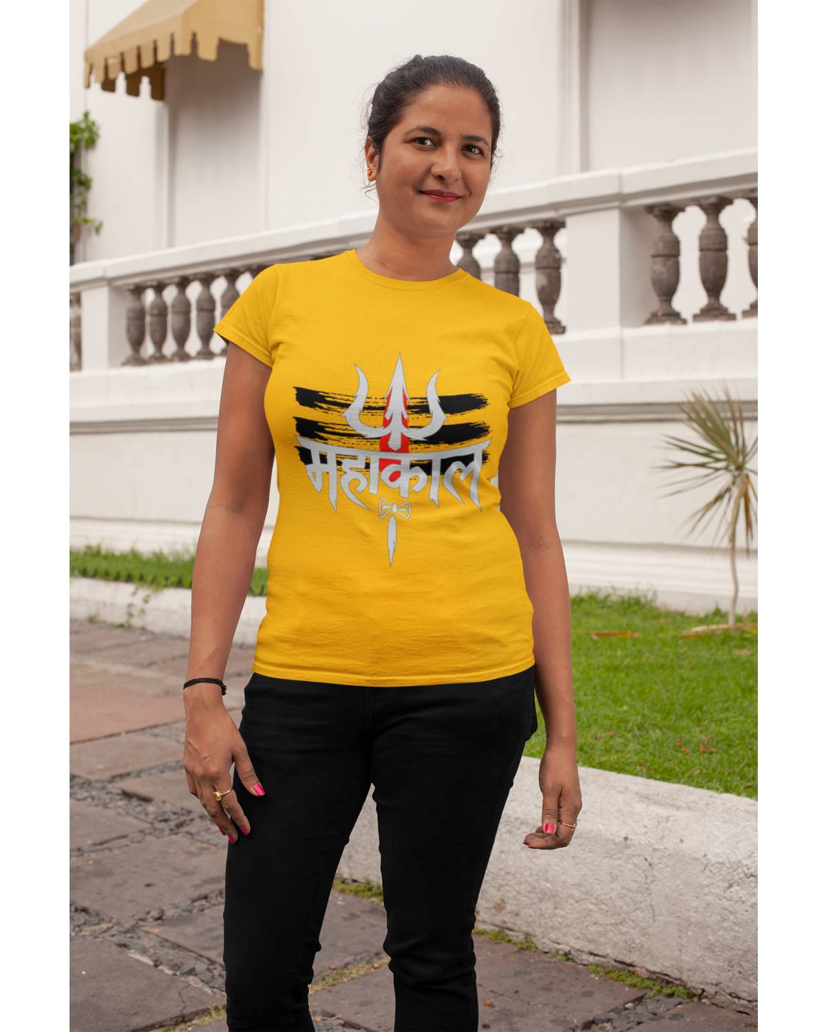 Mahakal - Half Sleeve Round Neck T-Shirt-Women