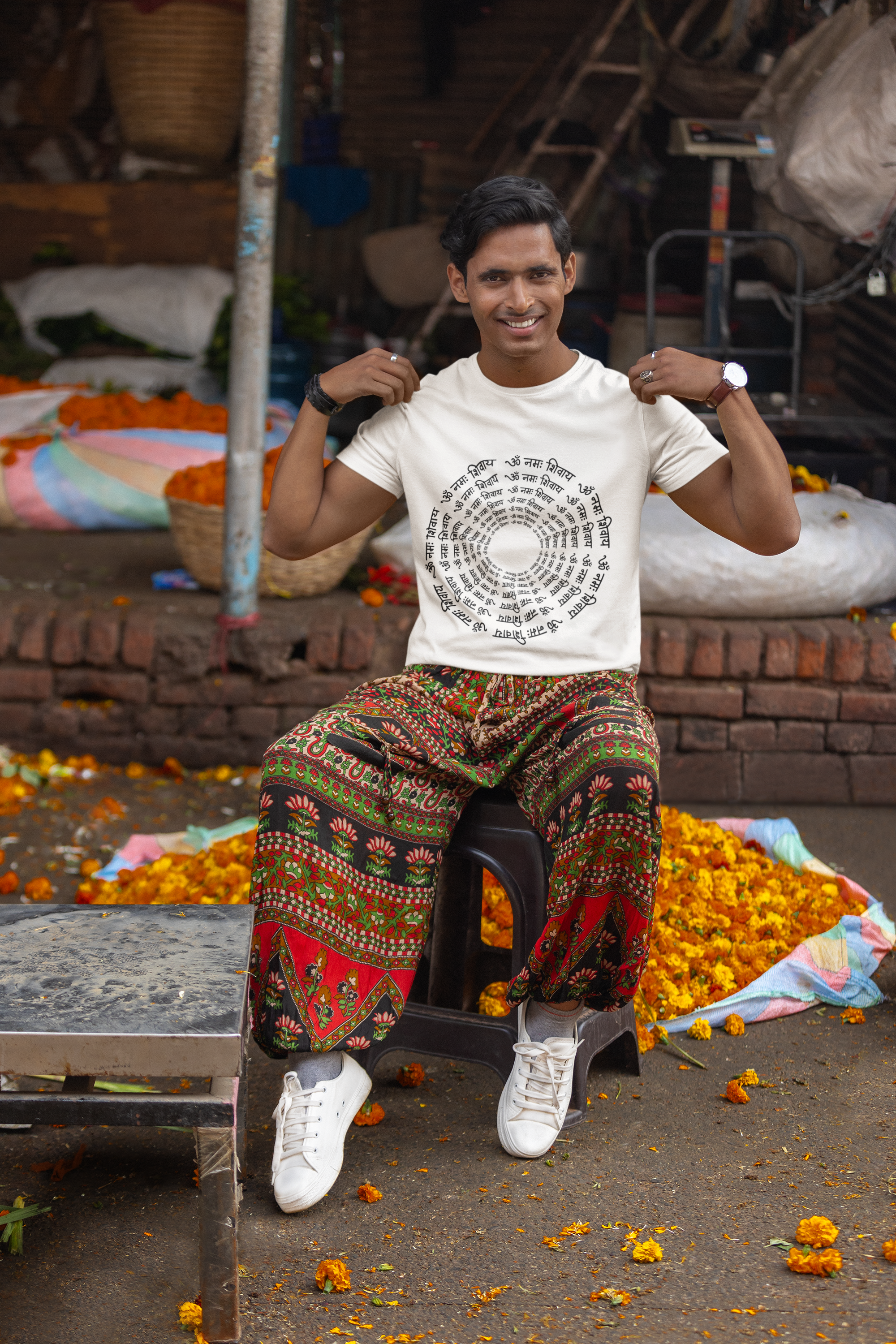 Om namah Shivay Spiral - Half Sleeve Round Neck T-Shirt-Men