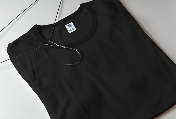 Round Neck Half Sleeve Black Tshirts - Men