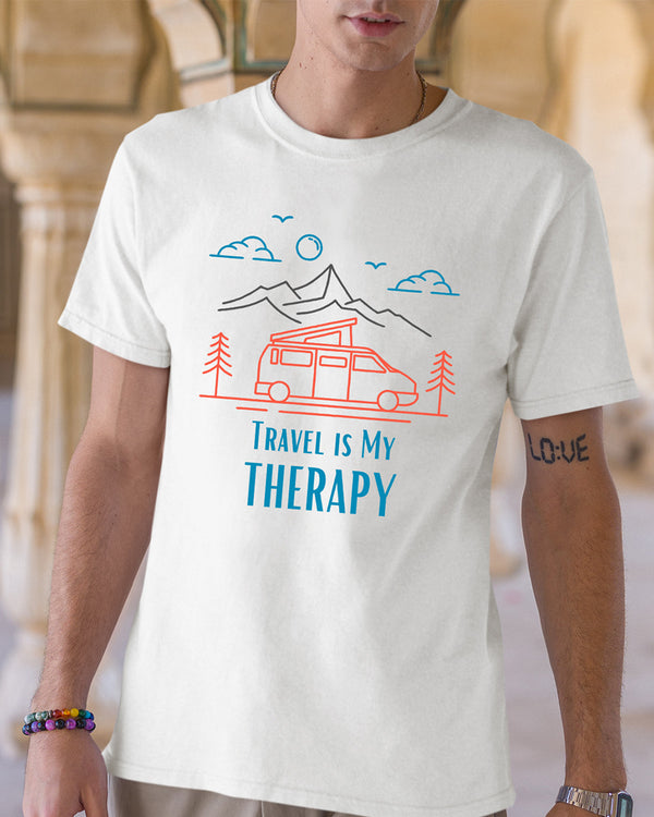 Travel Is My Therapy - Half Sleeve T-Shirt For Men