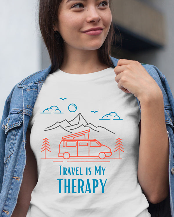 Travel Is My Therapy - Half Sleeve T-Shirt For Women