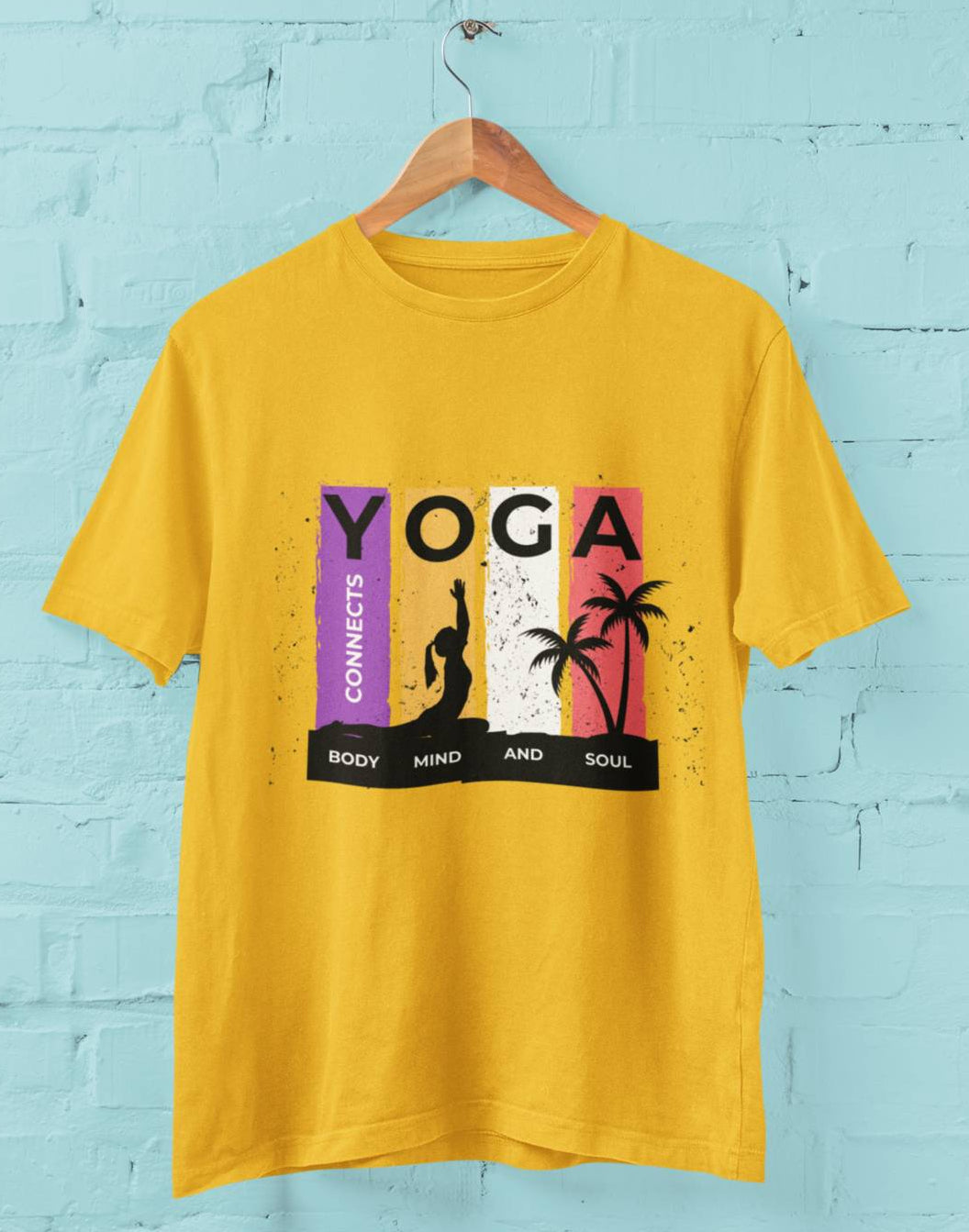 Yoga connects Mind Body and Soul- Half Sleeve Round Neck T-Shirt-Men