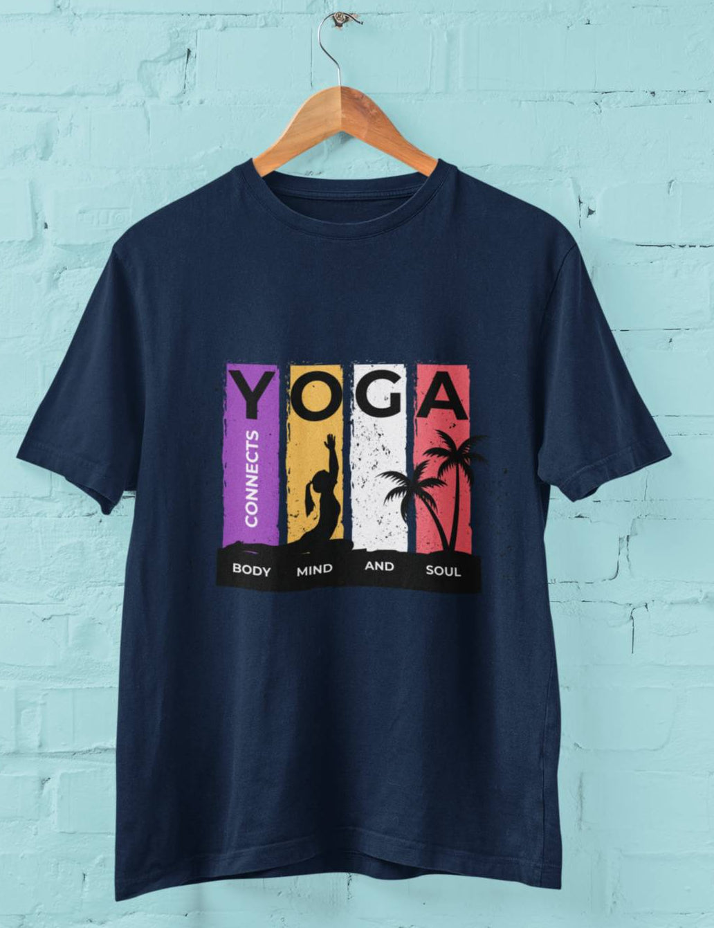 Yoga connects Mind Body and Soul- Half Sleeve Round Neck T-Shirt-Men