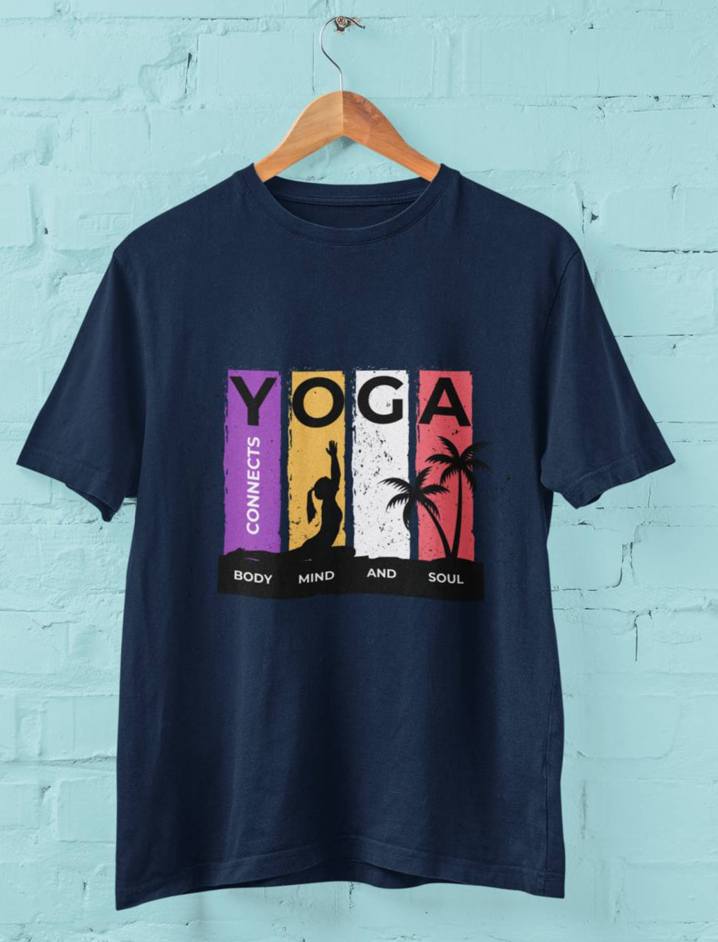 Yoga connects Mind Body and Soul- Half Sleeve Round Neck T-Shirt-Men