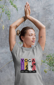 Yoga connects Mind Body and Soul- Half Sleeve Round Neck T-Shirt-Women