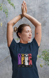 Yoga connects Mind Body and Soul- Half Sleeve Round Neck T-Shirt-Women