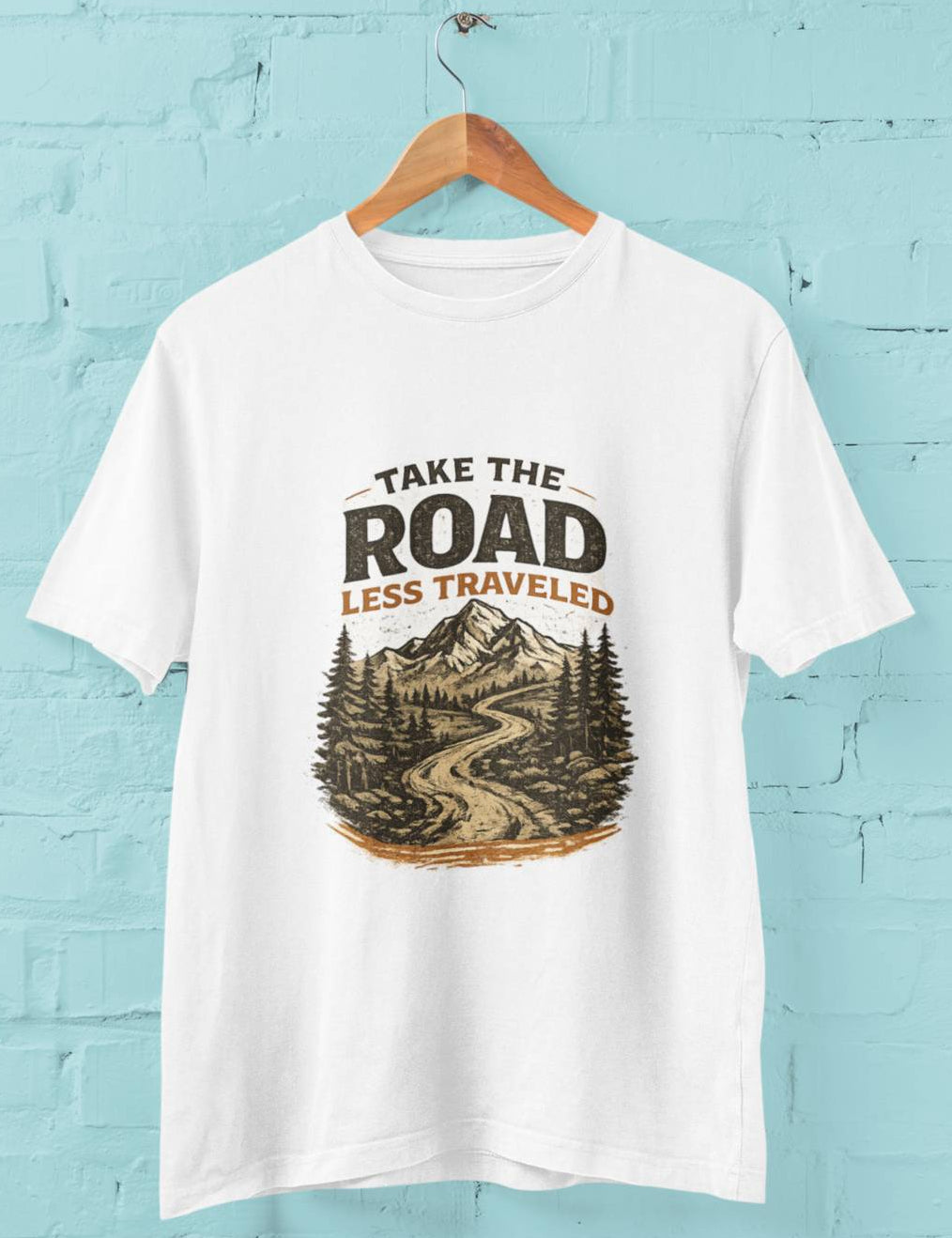 Take The Road Less Travelled - Half Sleeve Round Neck T-Shirt-Women